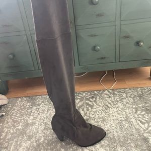 Thigh high heeled grey boots size 6.5
